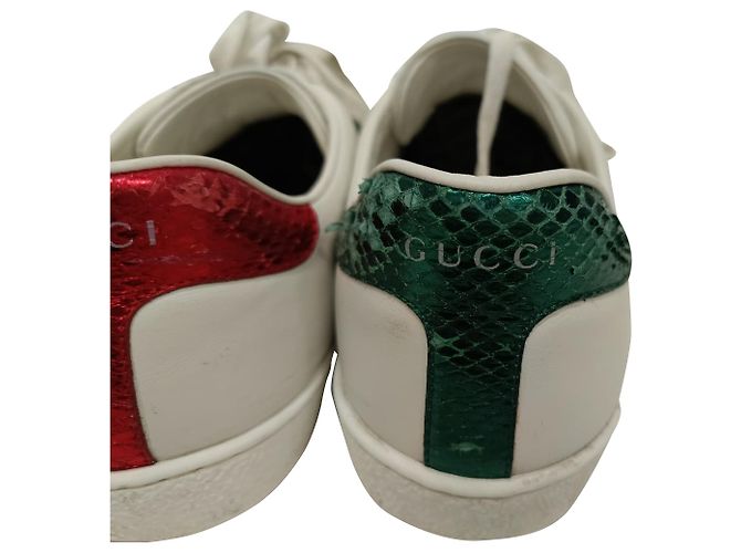 Sneakers basse Gucci Ace Bee in pelle bianca Bianco - vista 12