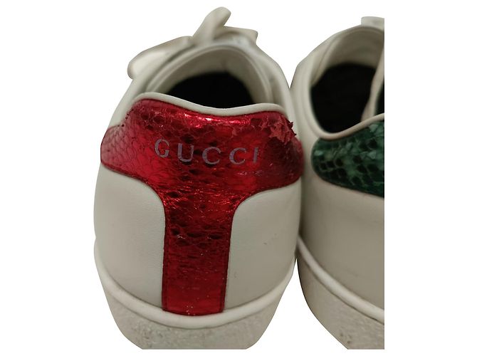 Sneakers basse Gucci Ace Bee in pelle bianca Bianco - vista 13