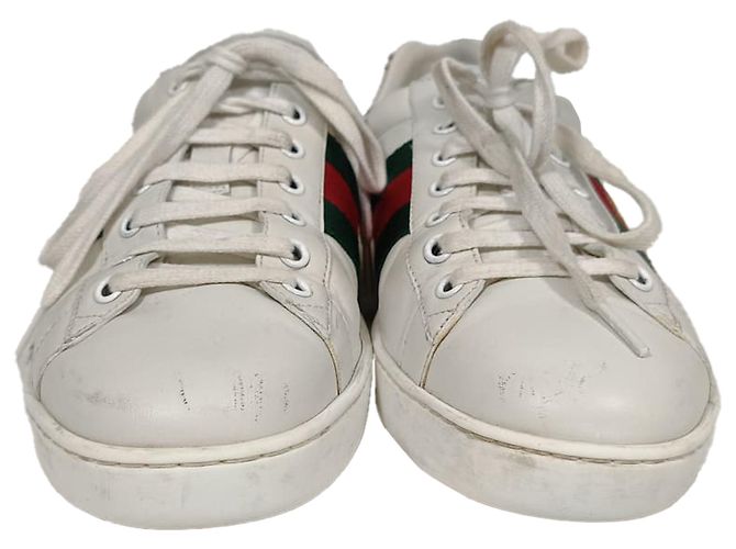 Sneakers basse Gucci Ace Bee in pelle bianca Bianco - vista 2