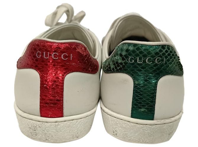 Sneakers basse Gucci Ace Bee in pelle bianca Bianco - vista 3