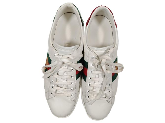Sneakers basse Gucci Ace Bee in pelle bianca Bianco - vista 5
