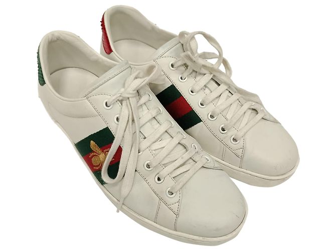 Sneakers basse Gucci Ace Bee in pelle bianca Bianco - vista 6