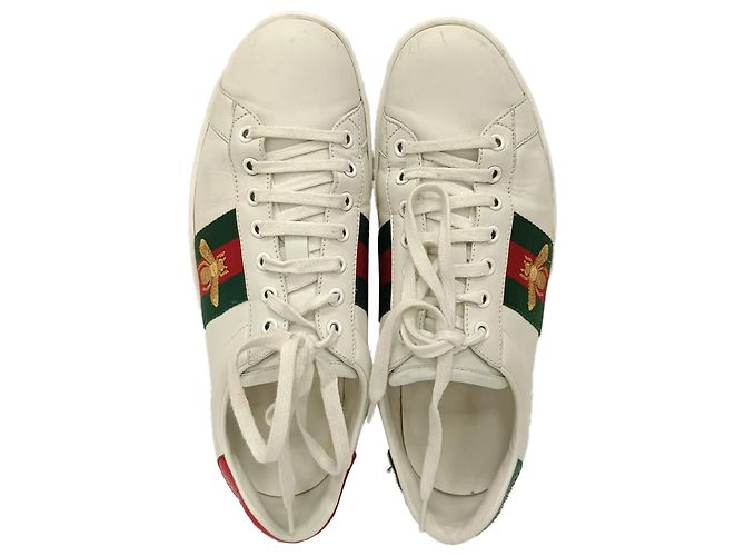 Sneakers basse Gucci Ace Bee in pelle bianca Bianco - vista 7
