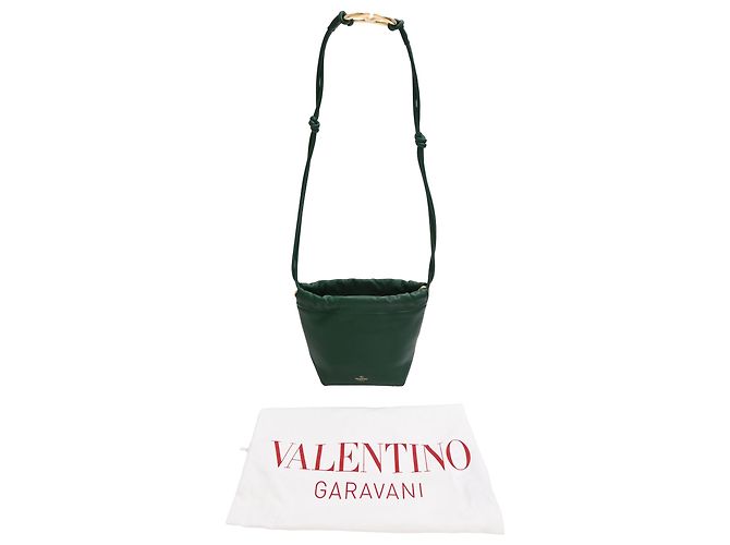 Borsa a spalla mini VLogo Pouf di Valentino Garavani in pelle verde - vista 12