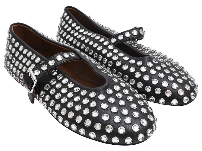 Bailarinas Alaïa Strass en cuero de cordero negro - vista 4