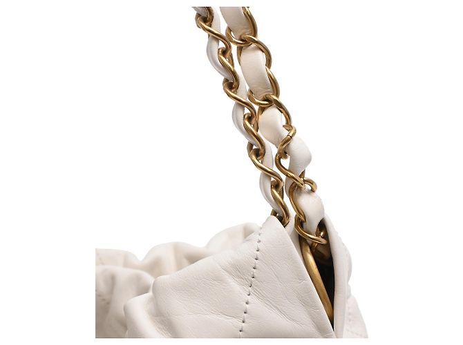 Borsa hobo Chanel 22 piccola in pelle di vitello bianca Bianco Crudo - vista 13