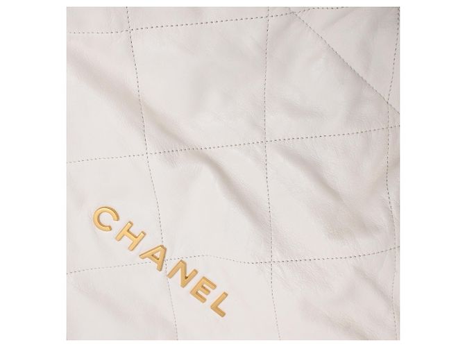 Borsa hobo Chanel 22 piccola in pelle di vitello bianca Bianco Crudo - vista 17