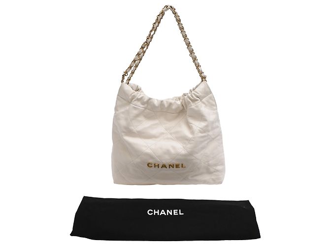 Borsa hobo Chanel 22 piccola in pelle di vitello bianca Bianco Crudo - vista 22