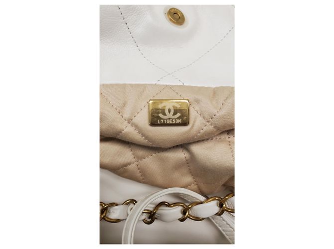 Borsa hobo Chanel 22 piccola in pelle di vitello bianca Bianco Crudo - vista 23