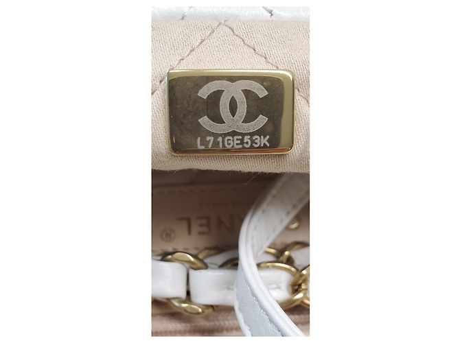 Borsa hobo Chanel 22 piccola in pelle di vitello bianca Bianco Crudo - vista 27
