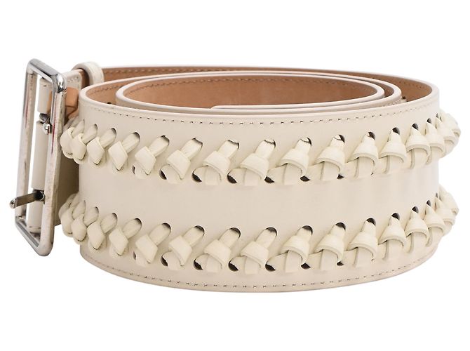 Cinturón trenzado de cuero blanco Alexander McQueen Crudo - vista 2