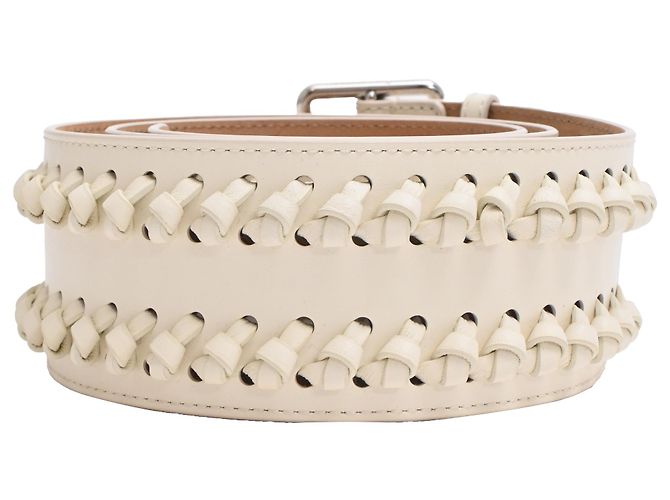 Cinturón trenzado de cuero blanco Alexander McQueen Crudo - vista 3