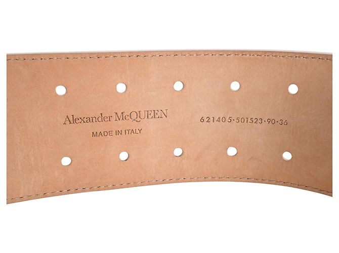 Cinturón trenzado de cuero blanco Alexander McQueen Crudo - vista 5
