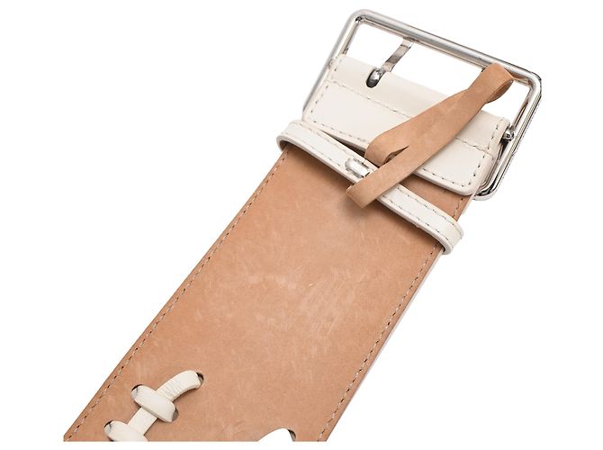 Cinturón trenzado de cuero blanco Alexander McQueen Crudo - vista 6