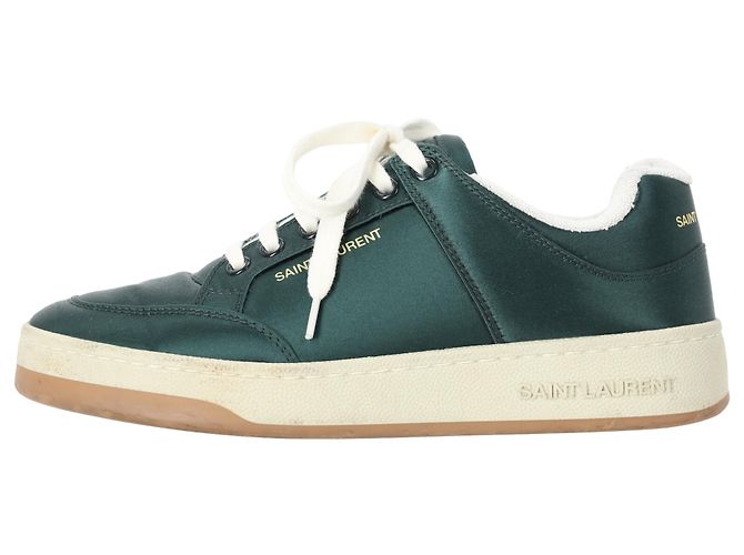 Sneakers basse SL/61 in satin verde di Saint Laurent - vista 2