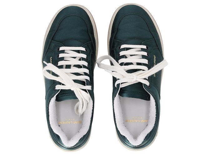 Sneakers basse SL/61 in satin verde di Saint Laurent - vista 7