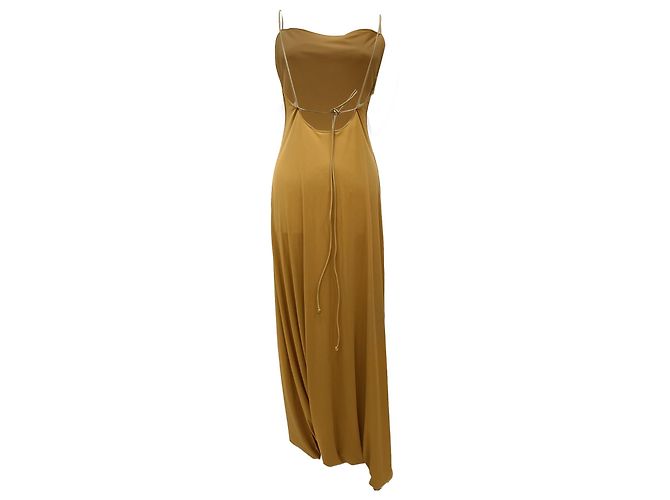 Vestido Maxi Sin Espalda Salvatore Ferragamo en Polietileno Marrón - vista 3