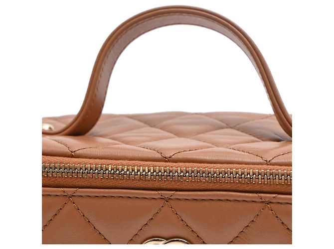 Borsa a Spalla Vanity Case Cargo di Chanel in Pelle di Agnello Marrone Rosso - vista 8