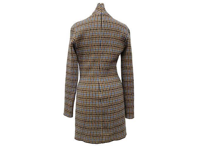 Stella Mc Cartney Abito Mini a Collo Alto a Quadri Stella McCartney in Lana Multicolore - vista 3