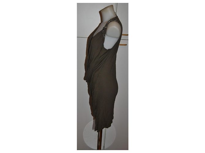Robe stretch kaki ornée John Richmond - vue 2