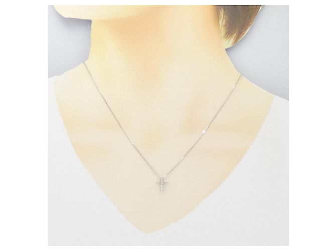 Autre Marque Collana con croce di diamante in oro bianco Au750 Argento - vista 6