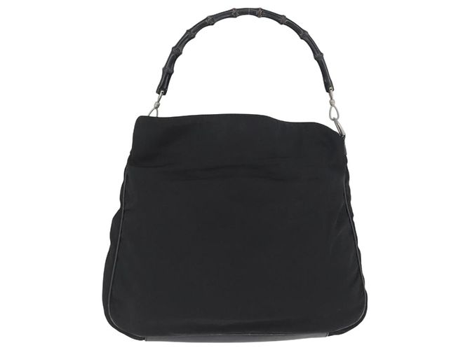 Bamboo Gucci Vintage in nylon con manico in bambù Nero - vista 2