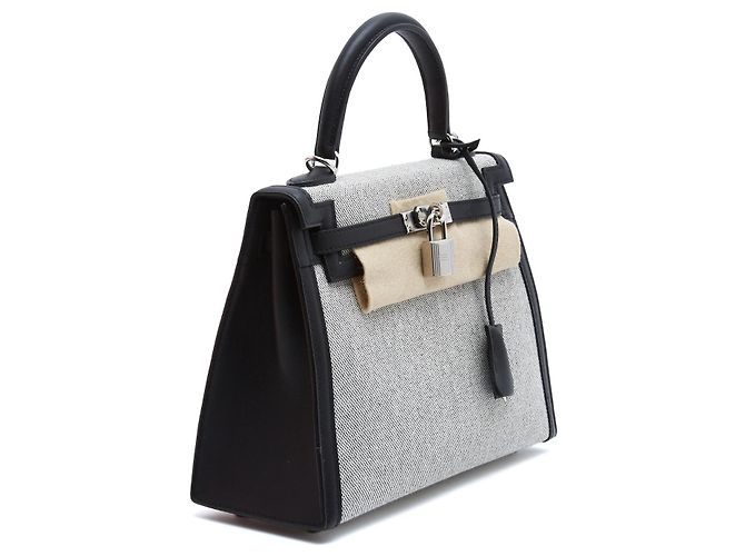 Hermès Kelly 25 Sellier II Nero Tela Pelle - vista 2