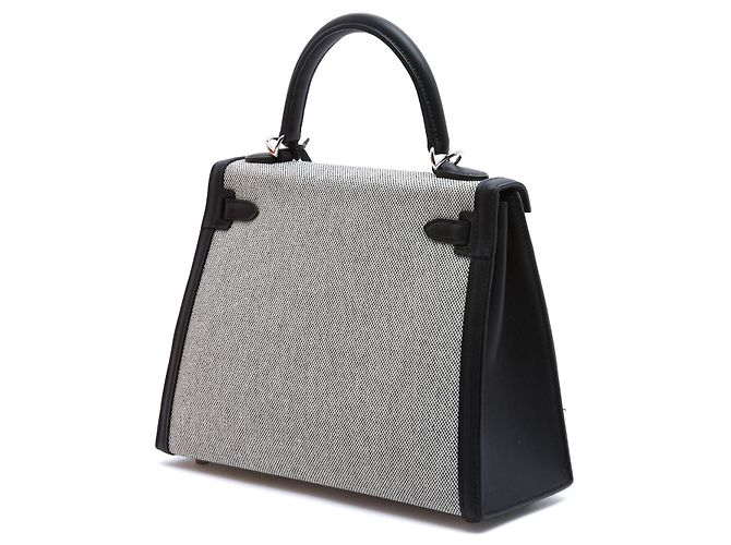 Hermès Kelly 25 Sellier II Nero Tela Pelle - vista 3