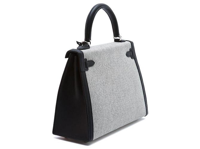 Hermès Kelly 25 Sellier II Nero Tela Pelle - vista 4