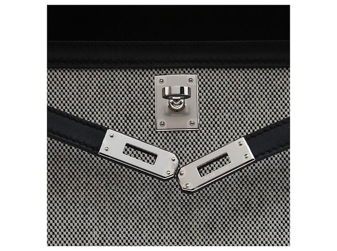 Hermès Kelly 25 Sellier II Nero Tela Pelle - vista 6