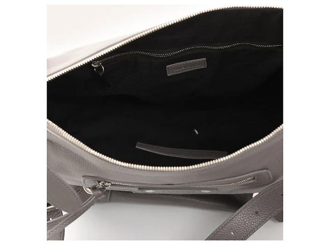 Borsa Hobo Balenciaga in pelle grana - Grigio - vista 3