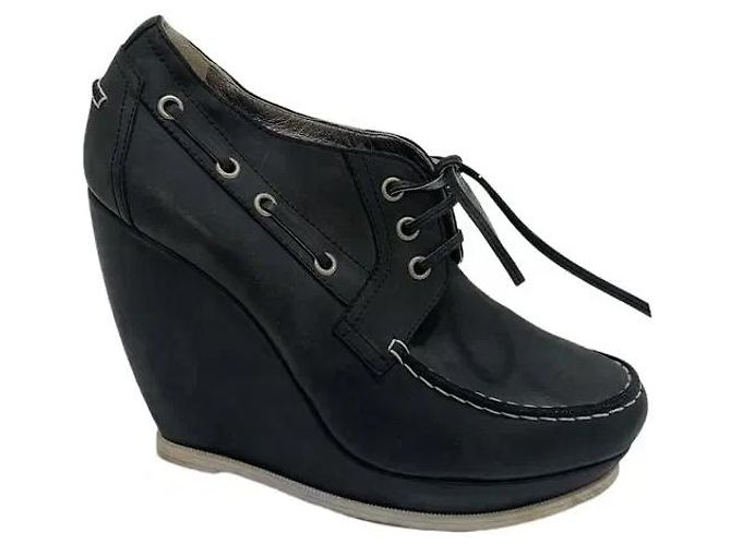 Balenciaga Scarpe Stringate Wedge in pelle nera Nero - vista 2