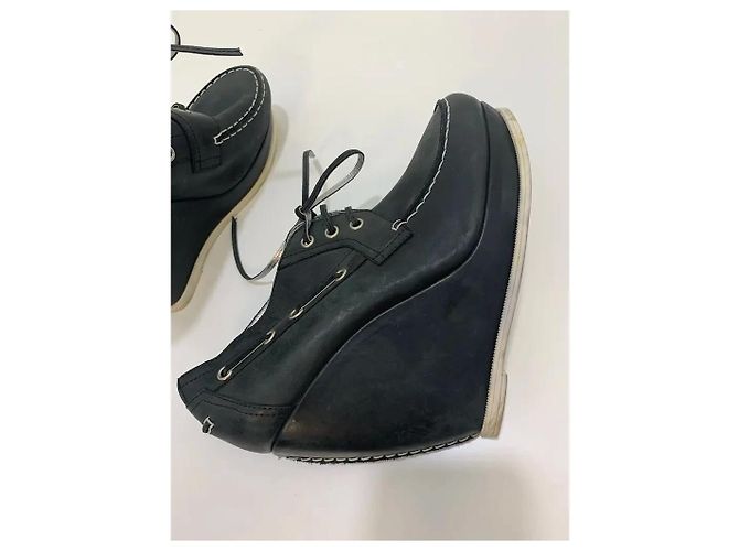 Balenciaga Scarpe Stringate Wedge in pelle nera Nero - vista 4