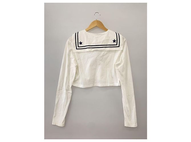 Miu Miu Top Marinero Blanco de Manga Larga - vista 2