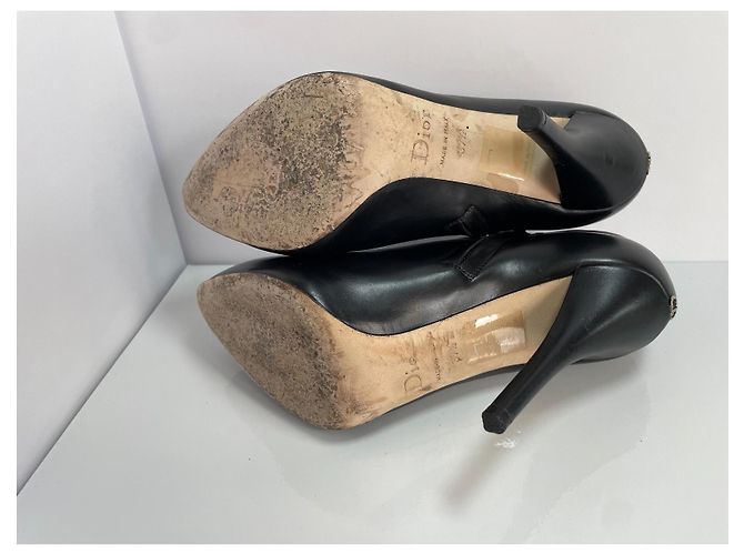 Tacchi in pelle nera Christian Dior Nero - vista 7