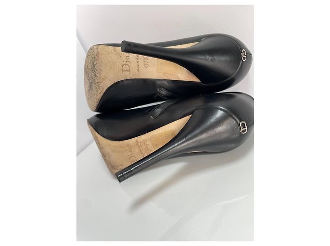 Tacchi in pelle nera Christian Dior Nero - vista 9