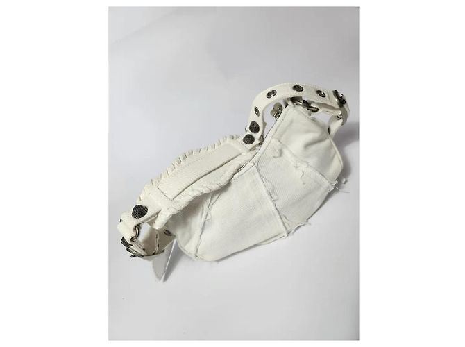 Balenciaga Borsa a Spalla Le Cagole Small in Denim Bianco - vista 3