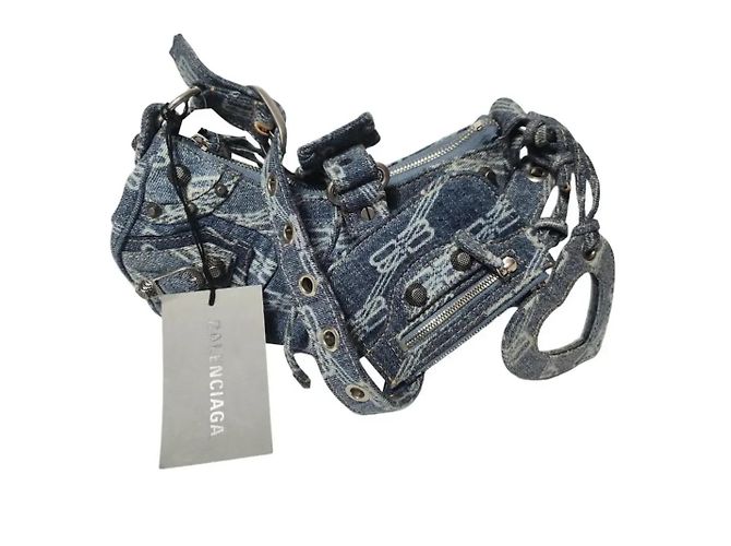 Borsa a spalla Balenciaga Le Cagole XS in Denim Blu - vista 2