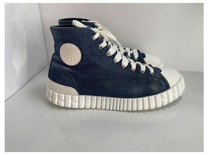 Sneakers Hermès Climb Denim Blu - vista 3
