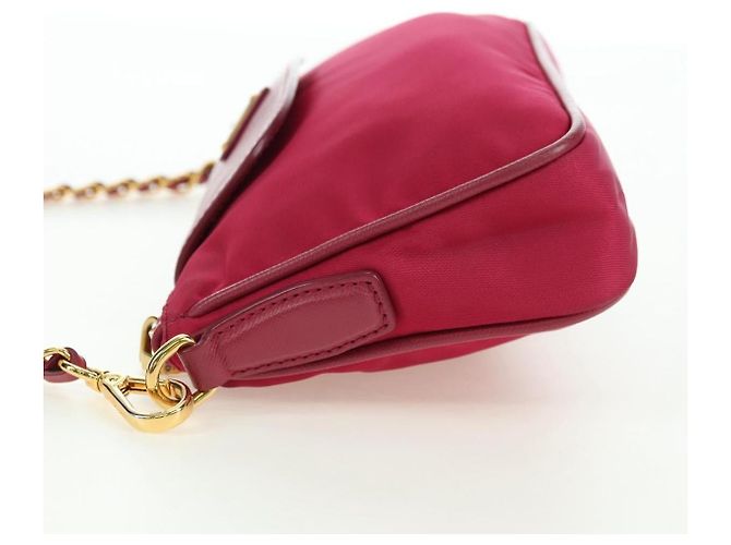 Prada Chain Tessuto and Saffiano Leather Small Rosa - vista 3