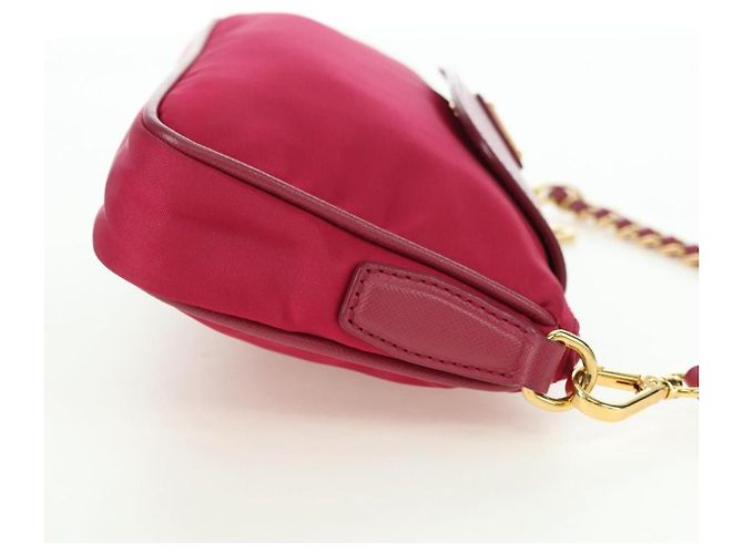 Prada Chain Tessuto and Saffiano Leather Small Rosa - vista 4