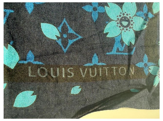 Louis Vuitton Bufanda de Algodón Monograma Takashi Murakami Azul Azul oscuro - vista 3