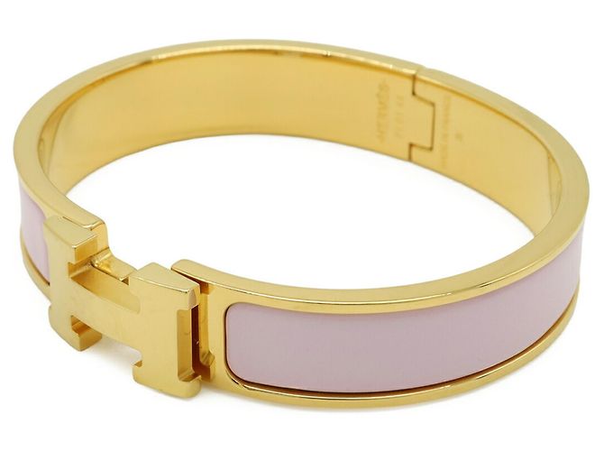 Bracciale Bangle in Smalto Clic H PM di Hermès Rosa - vista 3