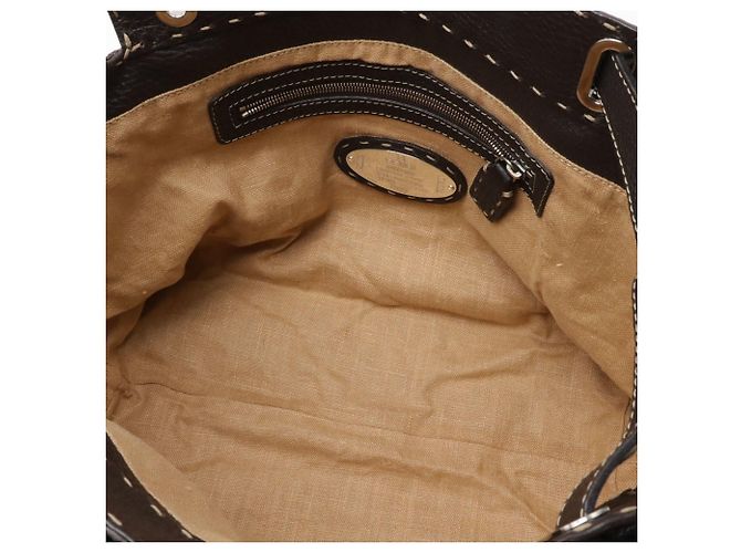 Borsa FENDI Selleria Villa Borghese Marrone scuro - vista 7