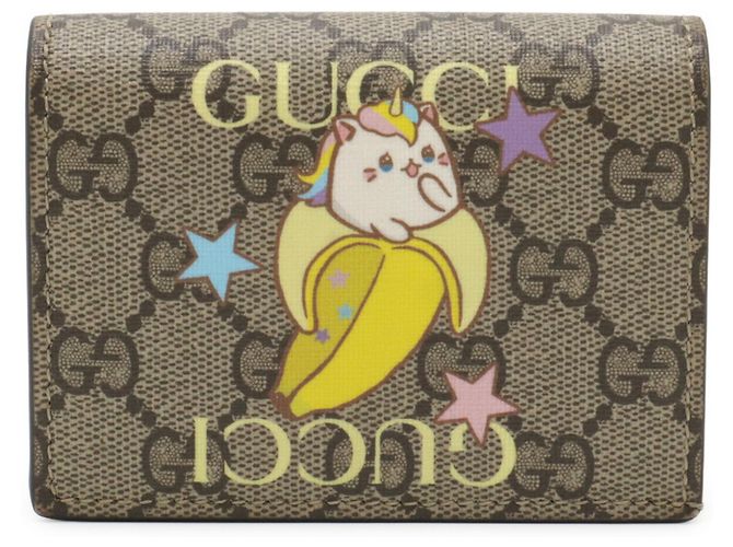 Billetera compacta bi-fold Gucci GG Supreme Multicolor Beige Amarillo - vista 2