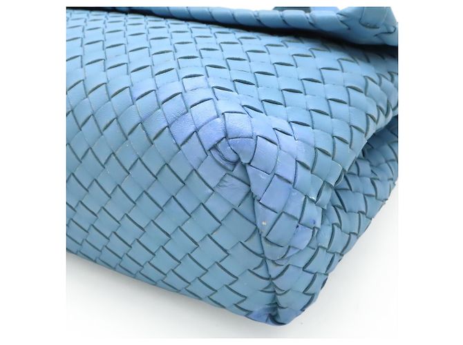 Borsa a Spalla Bottega Veneta Intrecciato Olympia Chain Blu chiaro - vista 4