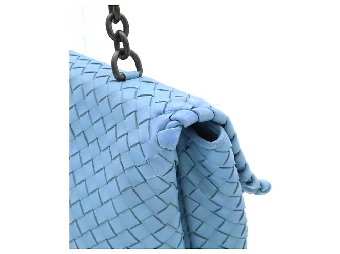 Borsa a Spalla Bottega Veneta Intrecciato Olympia Chain Blu chiaro - vista 5