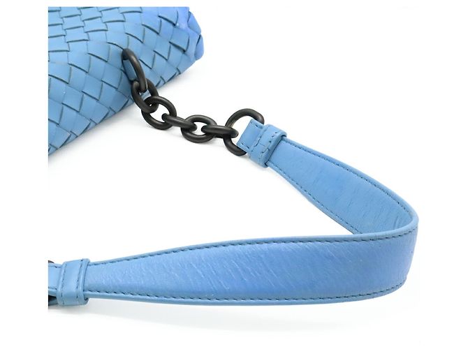 Borsa a Spalla Bottega Veneta Intrecciato Olympia Chain Blu chiaro - vista 6
