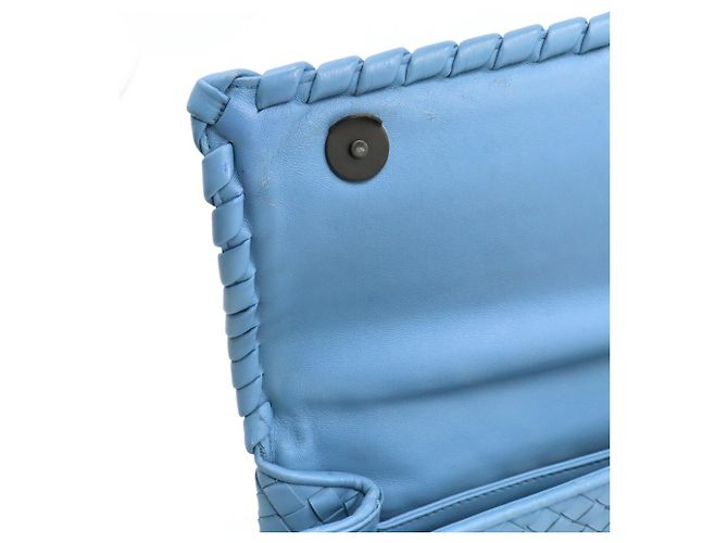 Borsa a Spalla Bottega Veneta Intrecciato Olympia Chain Blu chiaro - vista 8