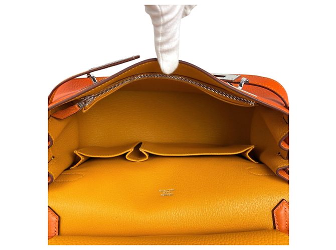 Borsa a Spalla Jypsiere 28 di Hermès Arancione Senape - vista 14